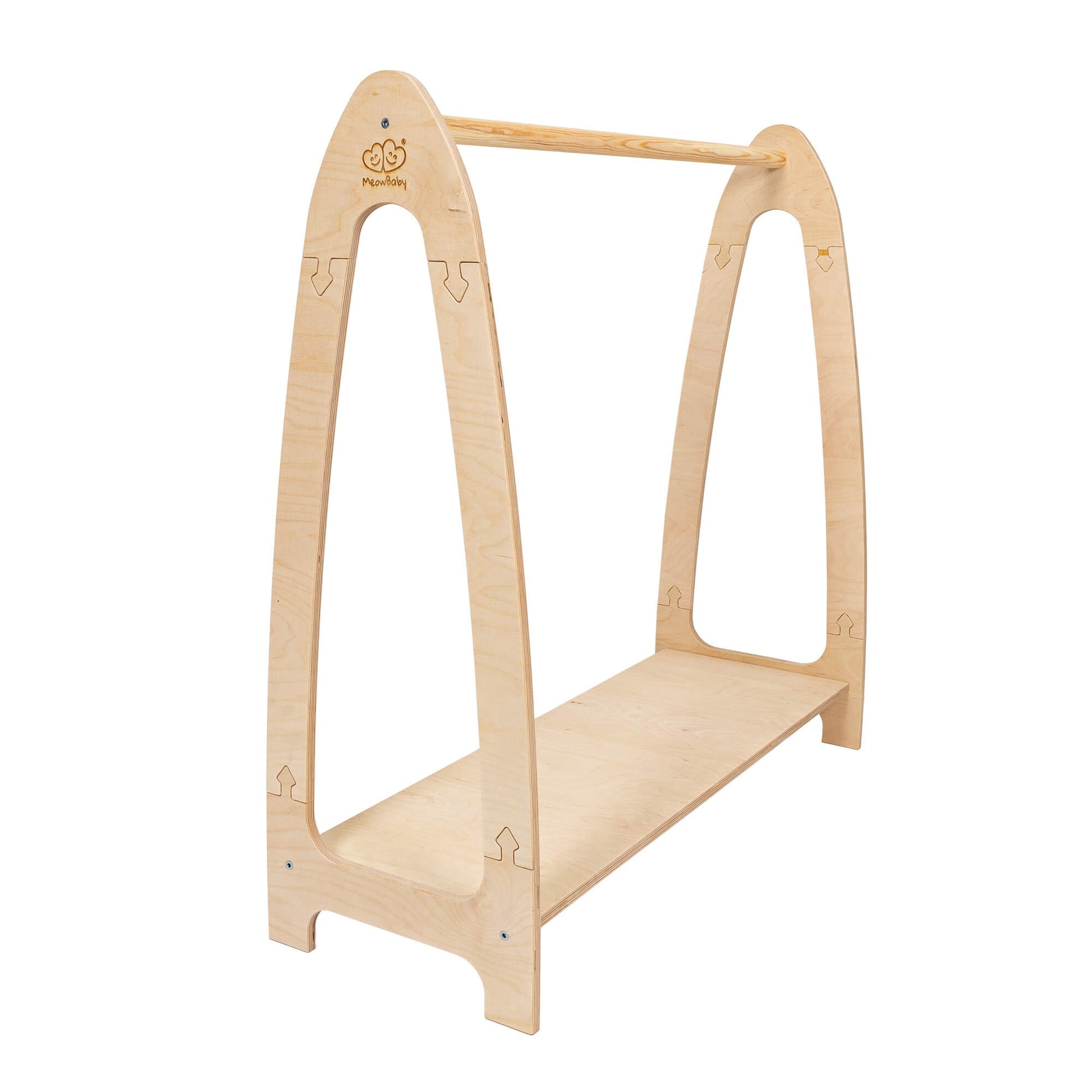 Arched Clothing Rack For Children - Large Natural Wood