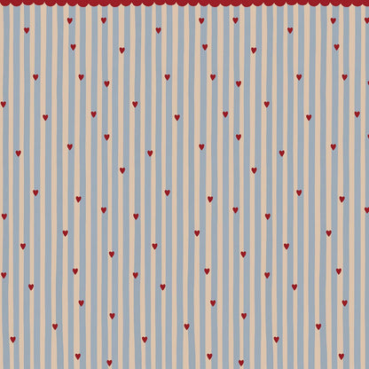 French Hearts Stripes Wallpaper