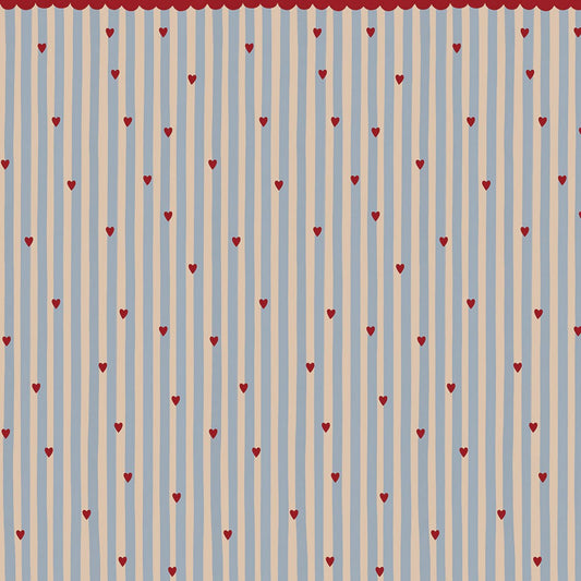 French Hearts Stripes Wallpaper