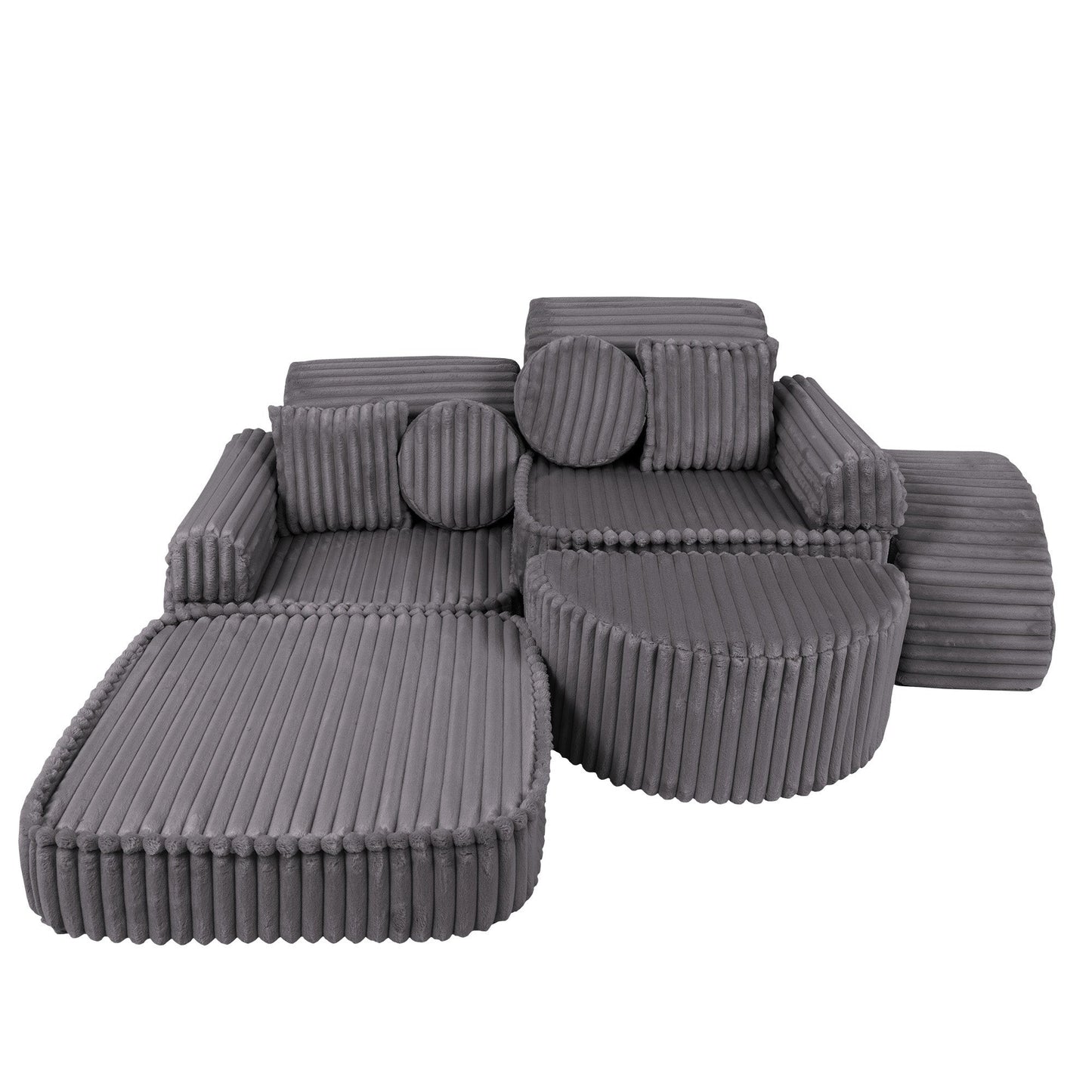 Medium Modular Sofa for Kids - Churros Jurassic Grey Plus