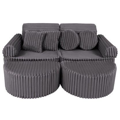 Medium Modular Sofa for Kids - Churros Jurassic Grey Plus