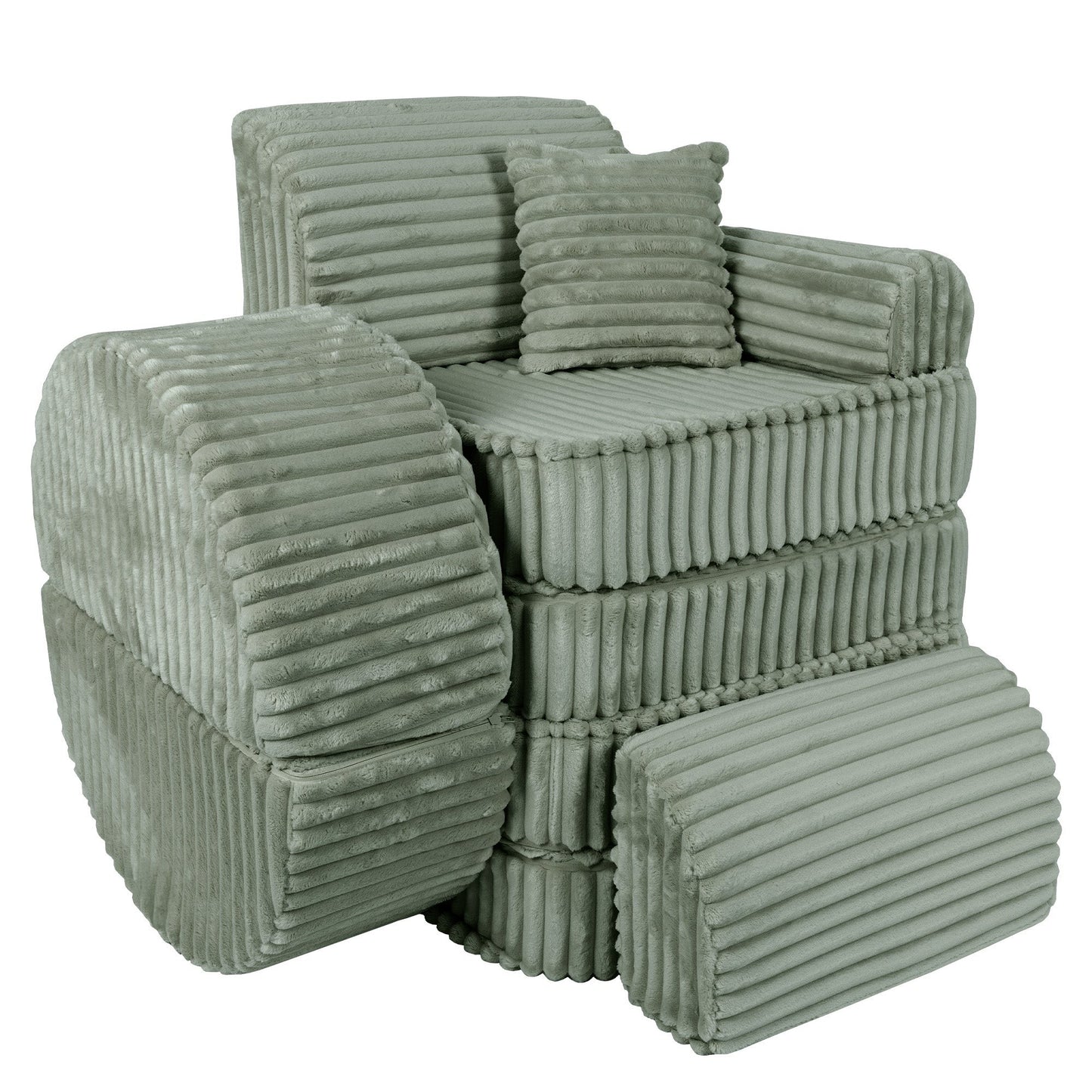 Medium Modular Sofa for Kids - Churros Sage Green Plus