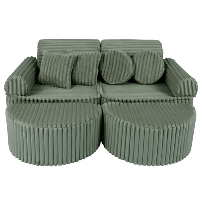 Medium Modular Sofa for Kids - Churros Sage Green Plus