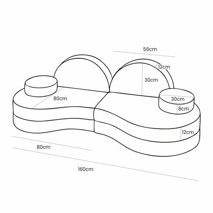 MeowBaby® Modular Sofa Coccolo for Kids – 6 Piece, Bearly Cream
