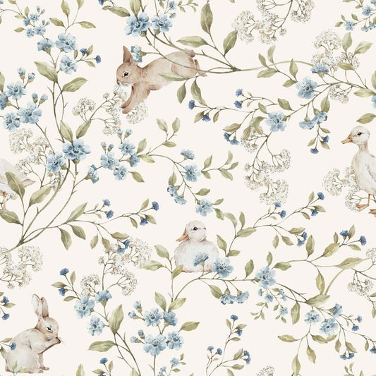 Meadow Friends Wallpaper – Ducks And Bunnies