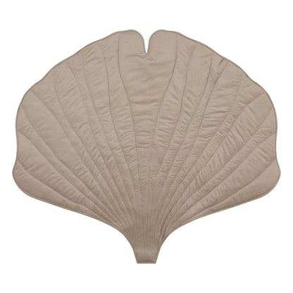 Organic Cotton and Velvet Ginkgo Leaf Playmat - Cream