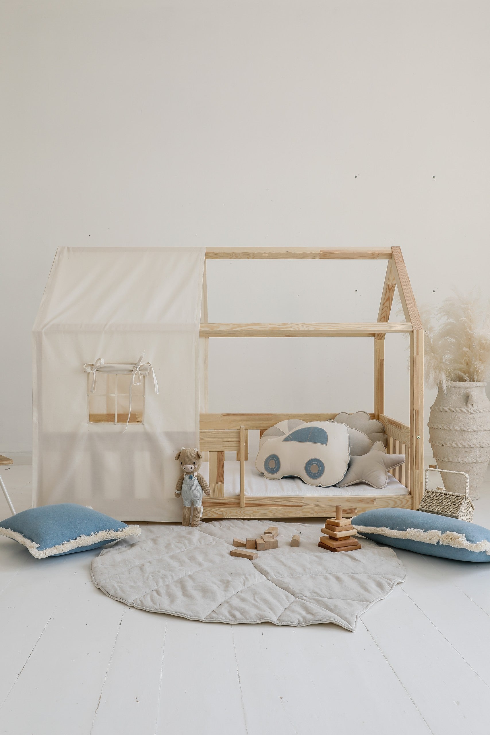 Organic Cotton and Linen Leaf Playmat - Sand