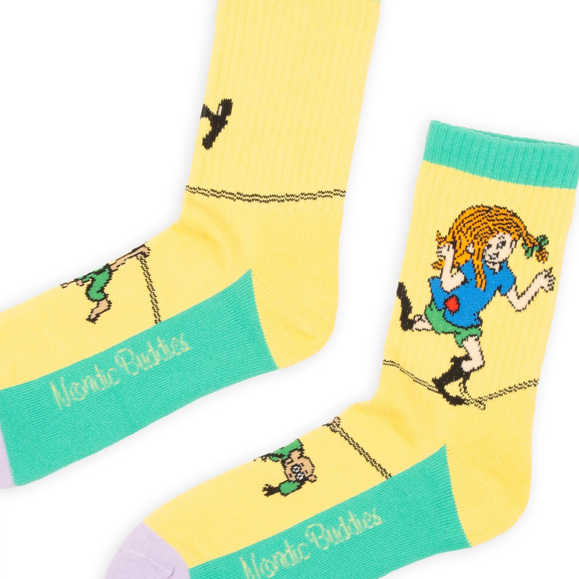 Pippi and the Tightrope Yellow Panel Socks For Women