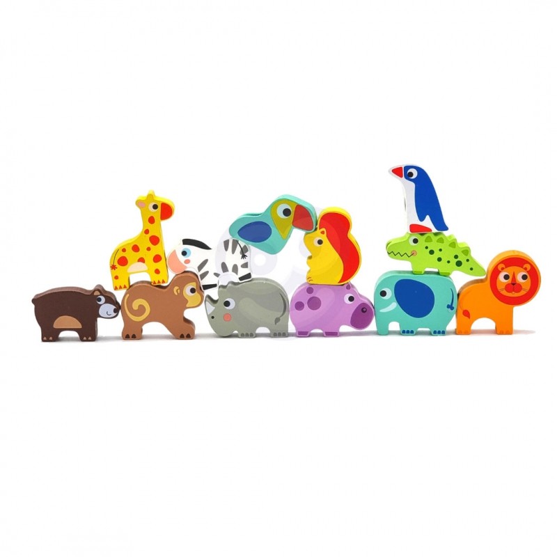 Safari Animal Shaped Wooden Threading Blocks