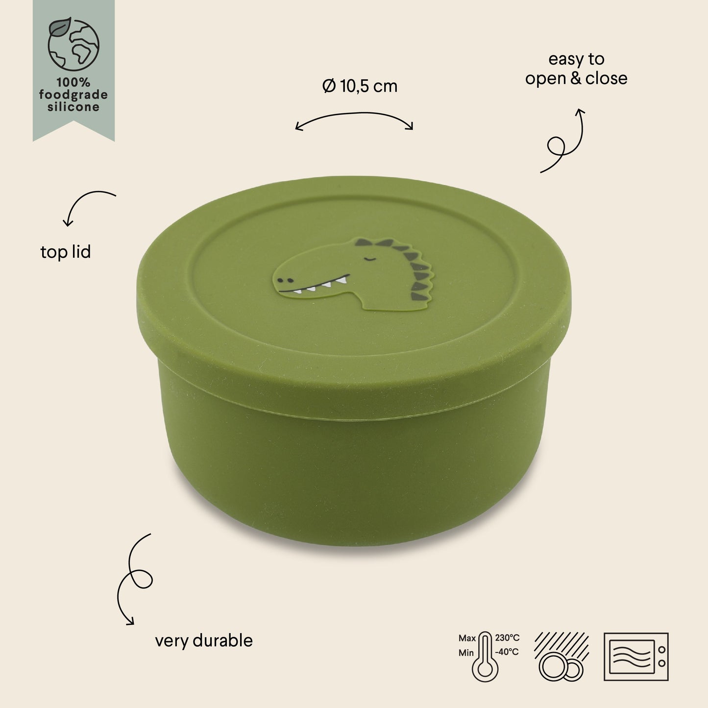 Silicone Snack Container with Lid - Mr. Dino