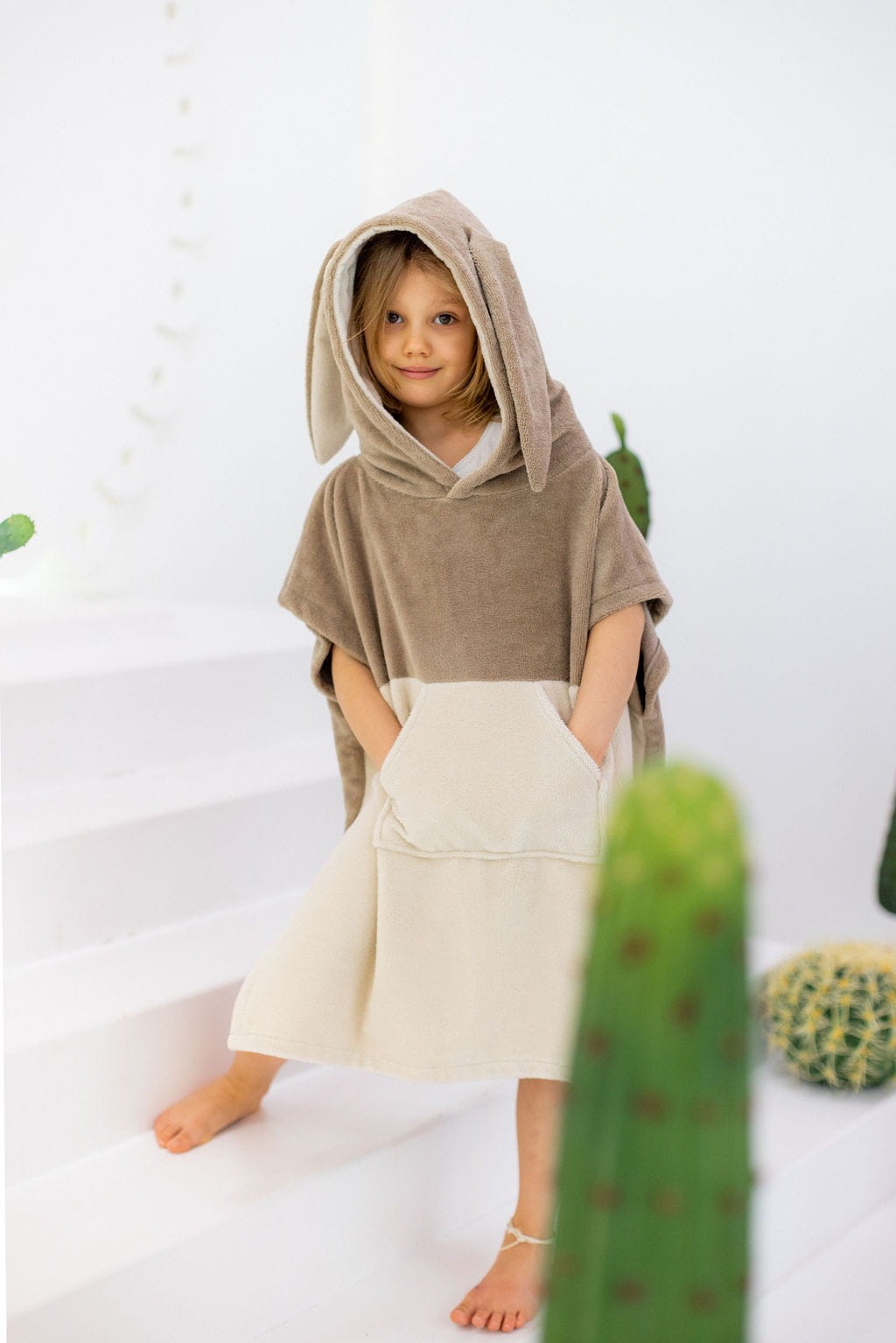 Surfbunny Kids Bath Poncho - Latte