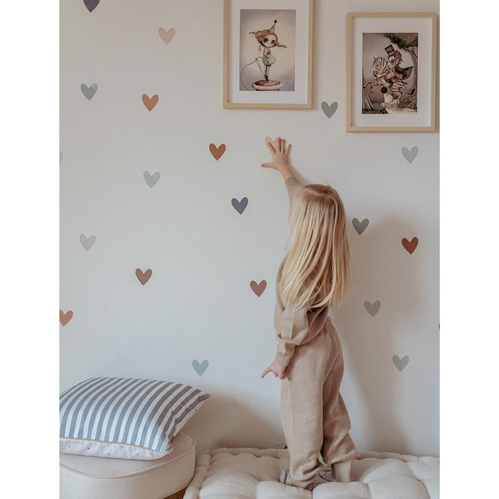 Wall Stickers Hearts - Cappuccino and Blue