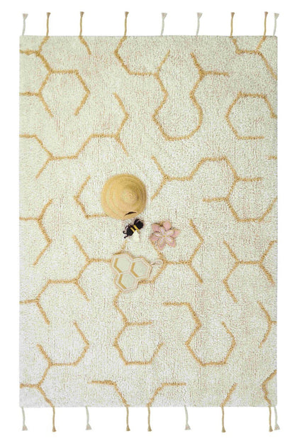 Washable Play Rug Pollination with 4 Handmade Textile Accessories, 90 x 130 cm