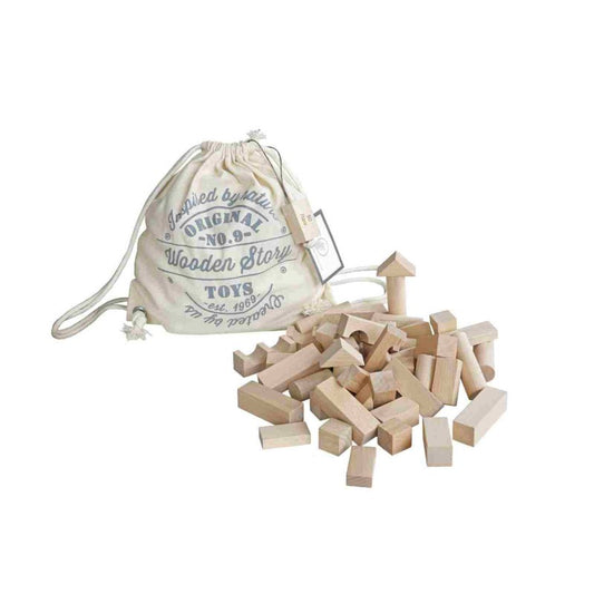 Wooden Blocks in a Bag – Natural, 50 Pieces