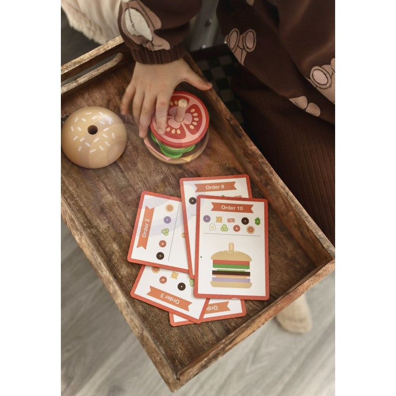 Wooden Burger Restaurant Puzzle for Children, 15 pcs