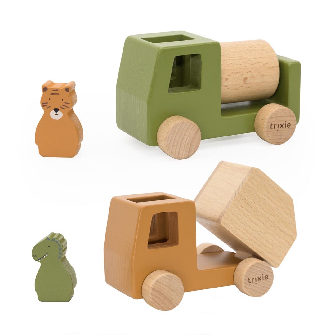 Wooden Construction Cars with Animals
