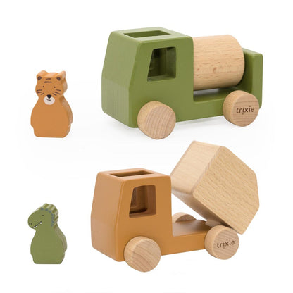 Wooden Construction Cars with Animals