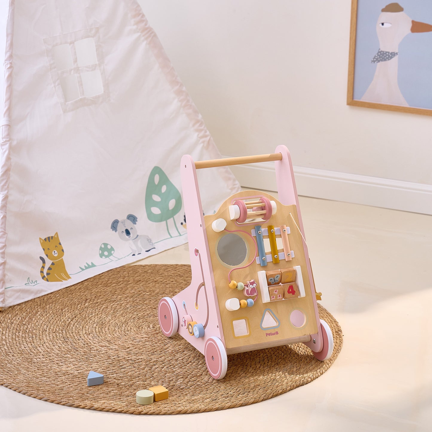 Wooden Educational Walker - Pink
