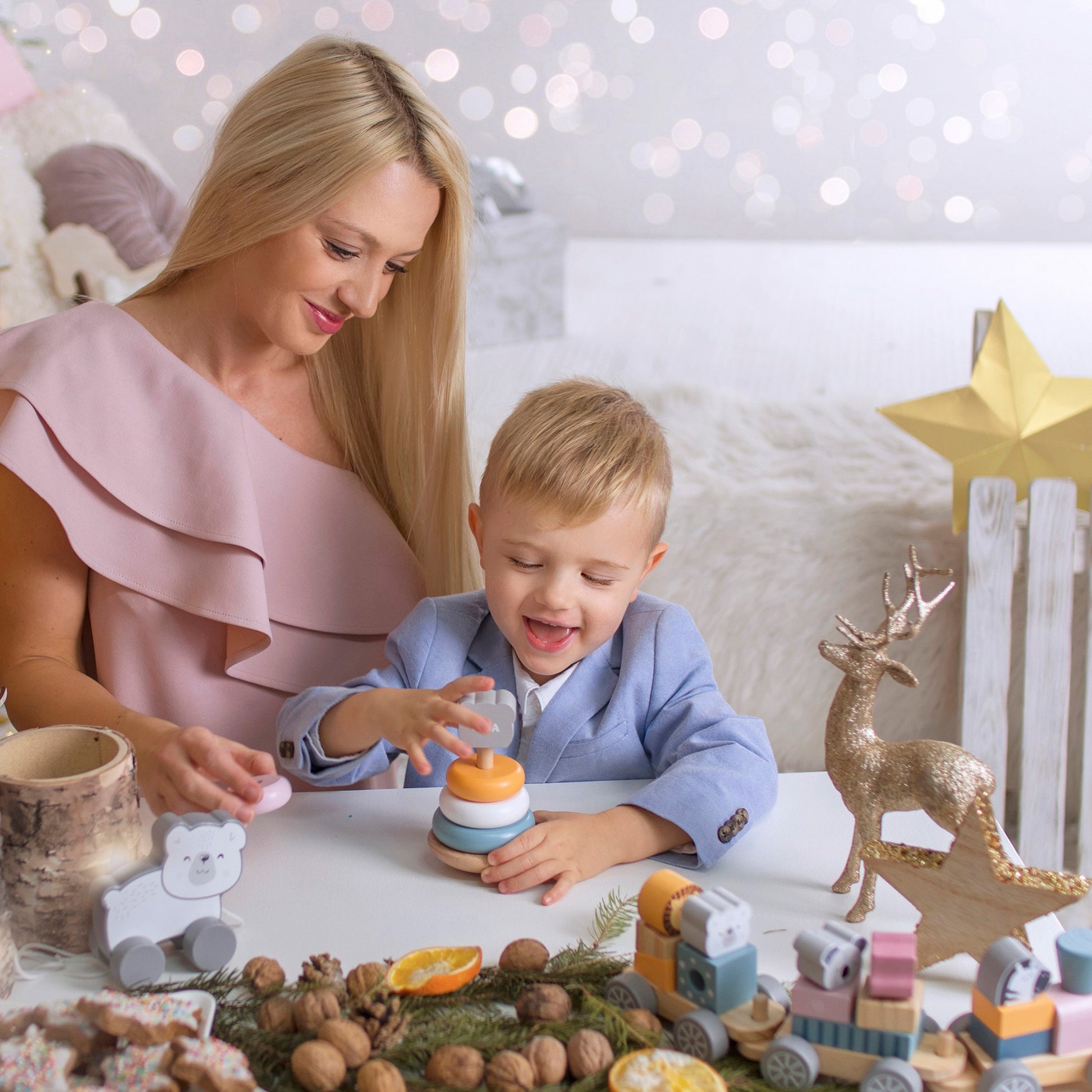 Wooden Pyramid + Punching Hammer Set - Polar Bear