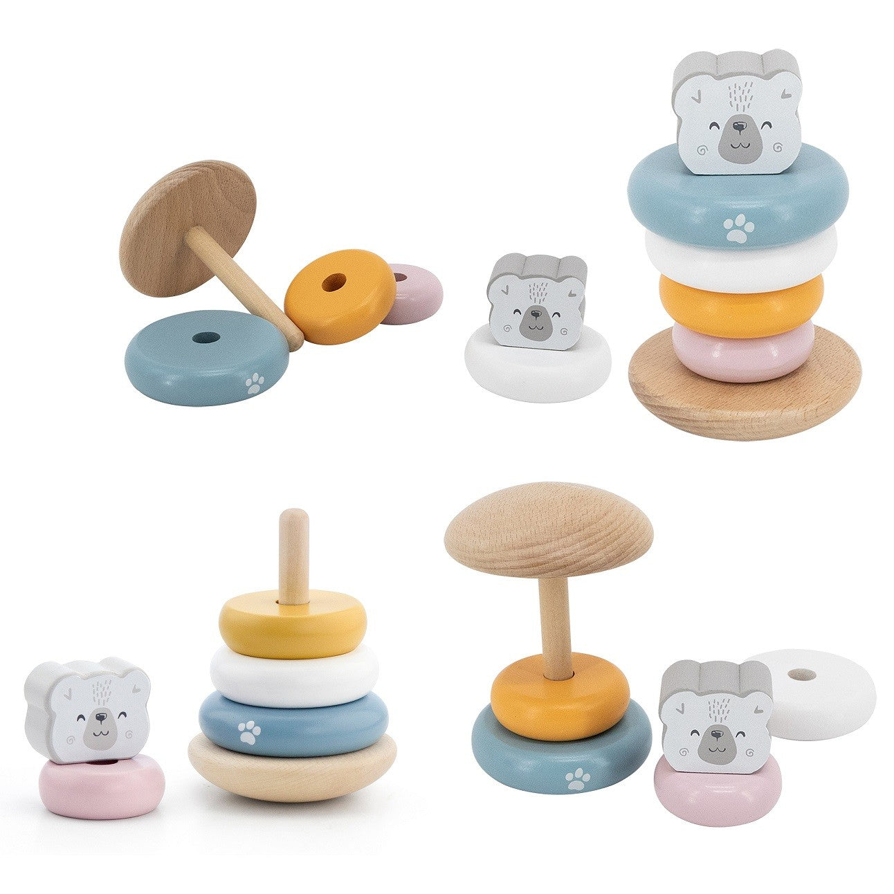 Wooden Pyramid + Punching Hammer Set - Polar Bear