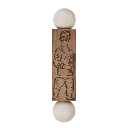 Commedia Dell'Arte Wooden Spinning Puzzle - Natural