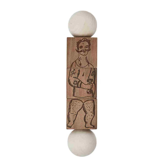 Commedia Dell'Arte Wooden Spinning Puzzle - Natural