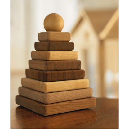 Wooden Square Pyramid - Natural