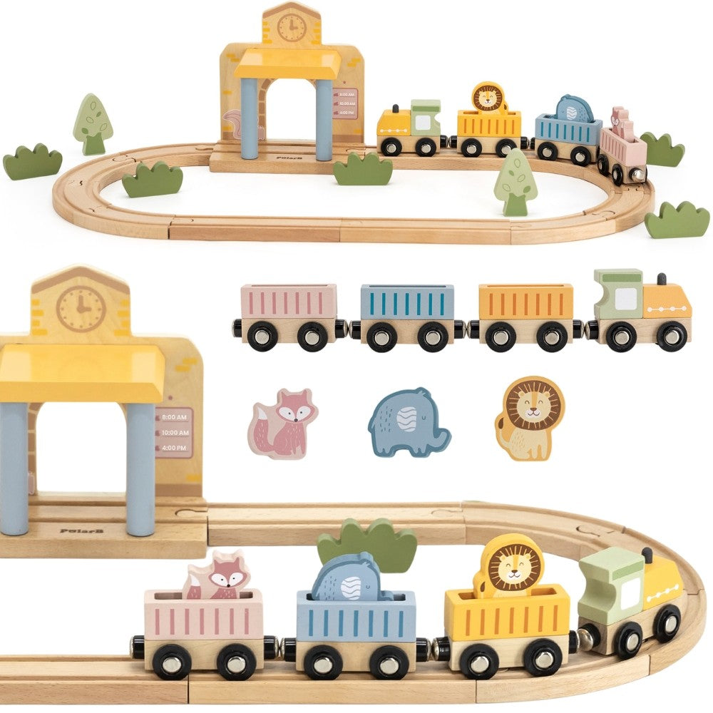 Wooden Train Set, 30 pcs