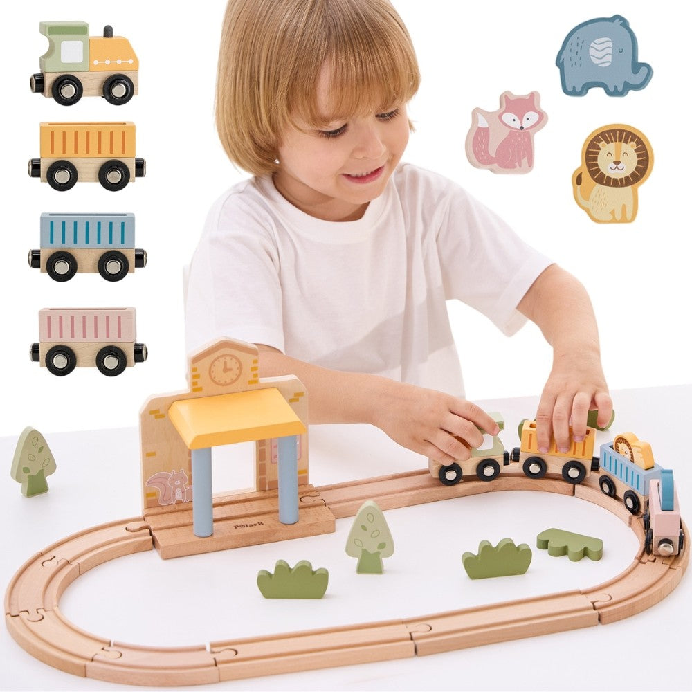 Wooden Train Set, 30 pcs