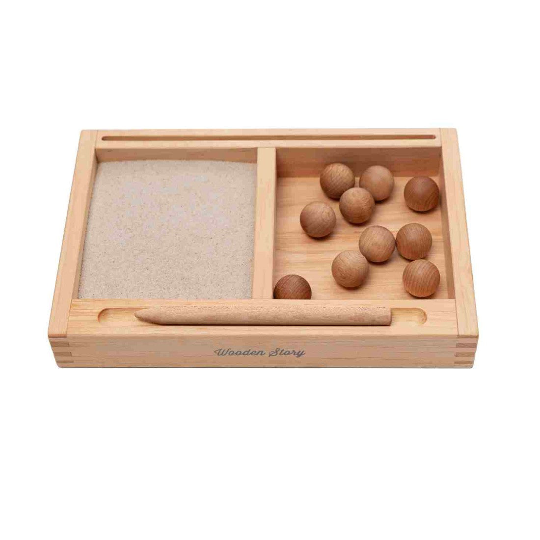 Small Montessori Sand Writing Tray with Divider + Card Holder