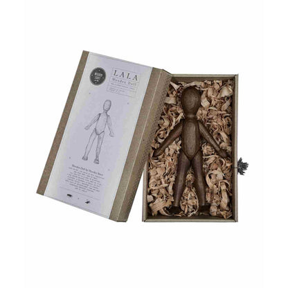 Wooden Walnut Doll with Dress